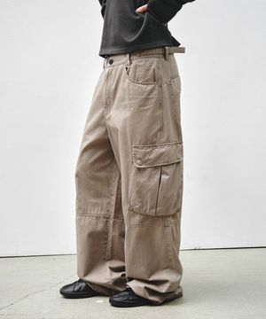 레인저 유틸리티 워시드 카고 팬츠_베이지