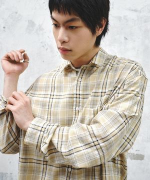 마레 체크 크롭 셔츠_옐로우