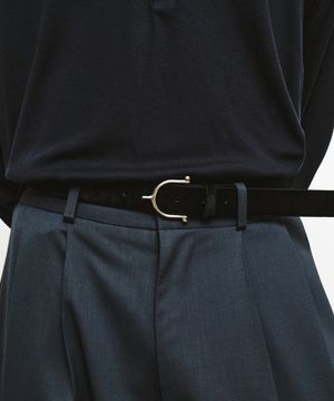 오르빗 슬림 레더 벨트 (실버 홀스 헤어리)