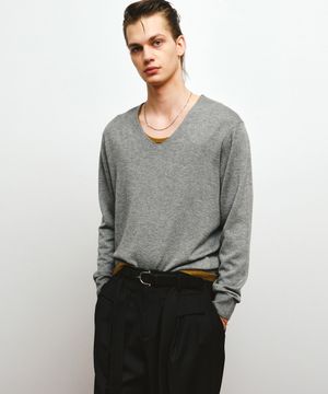 실크 울 블렌드 딥 브이넥 니트 (그레이)