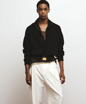 코튼 하이넥 집업 자켓 (블랙)