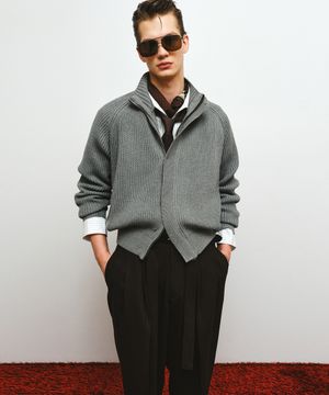 코튼 하이넥 집업 자켓 (그레이)