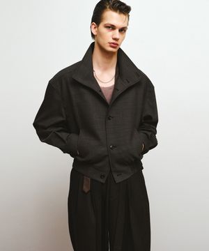 울 클래식 하이넥 블루종 (브라운)