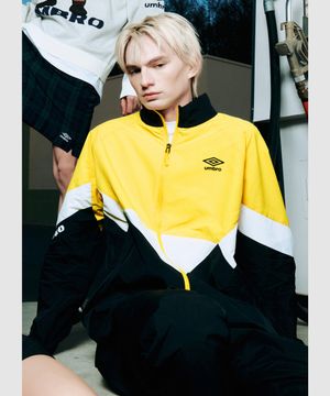 팝러쉬 컬러블럭 스탠넥 바람막이 자켓 옐로우 UR123CJK34