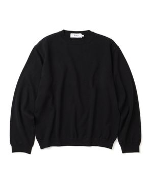 베이직 에센셜 크롭 라운드 니트 BLACK