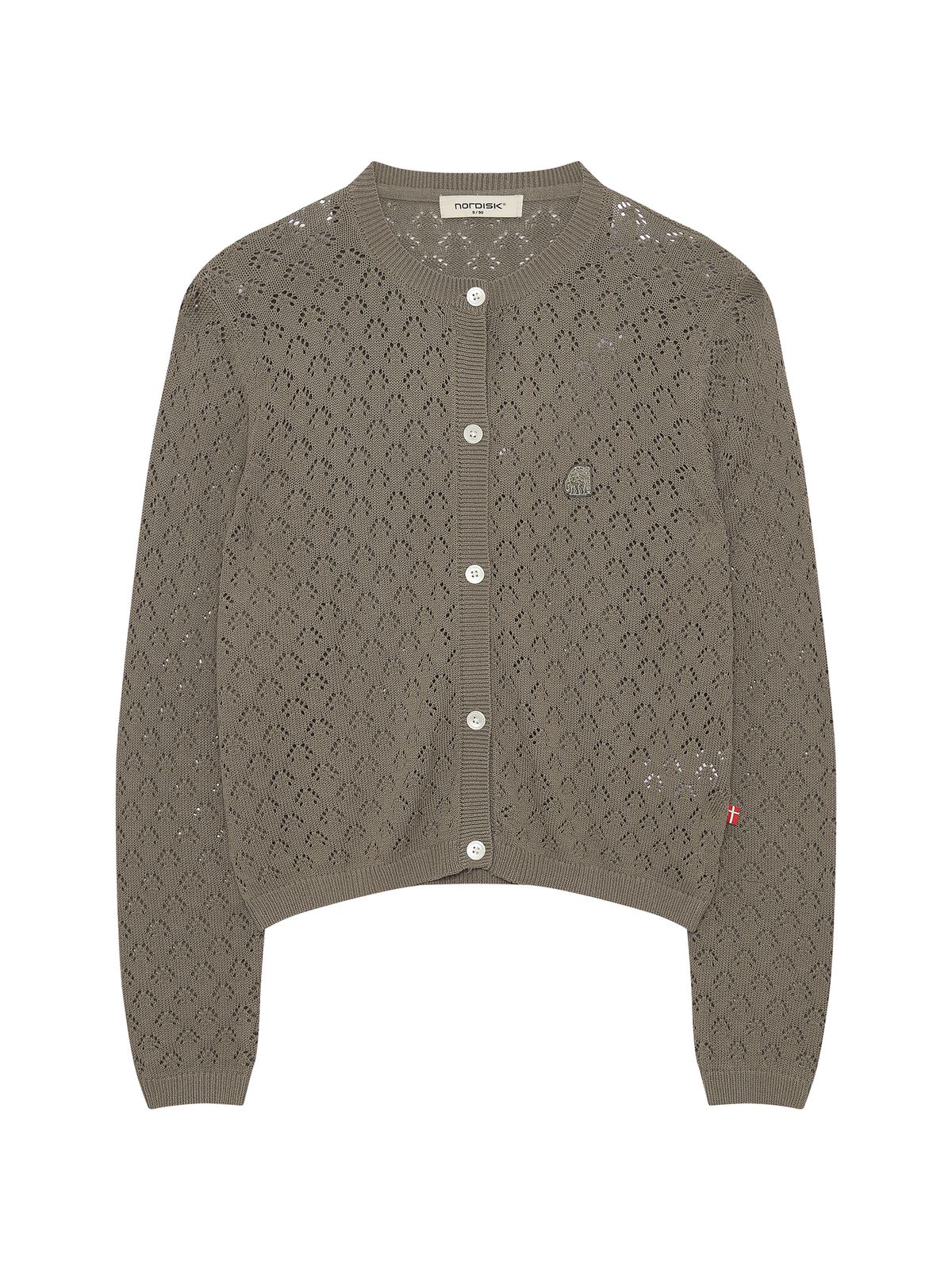 노르디스크(NORDISK) 크로쉐 긴팔 가디건 스웨터 - W_Beige BROWN