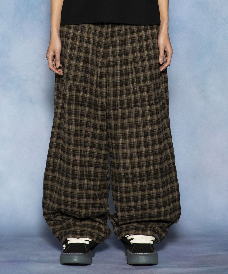 GP181 로프타이 체크 라운지 팬츠 (BROWN)