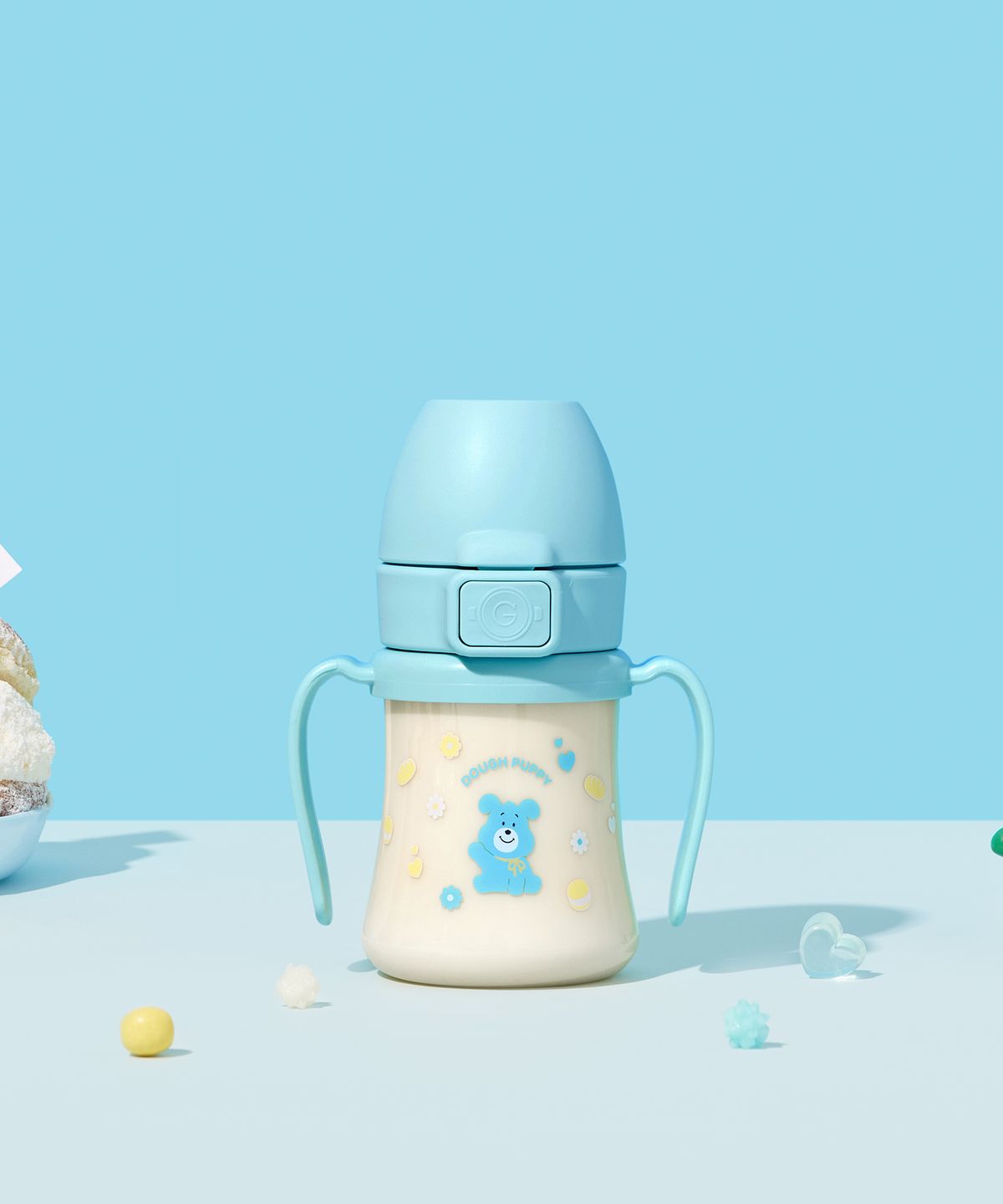그로미미(GROSMIMI) 노티드 PPSU 도우퍼피 빨대컵 200ml (크리미블루)