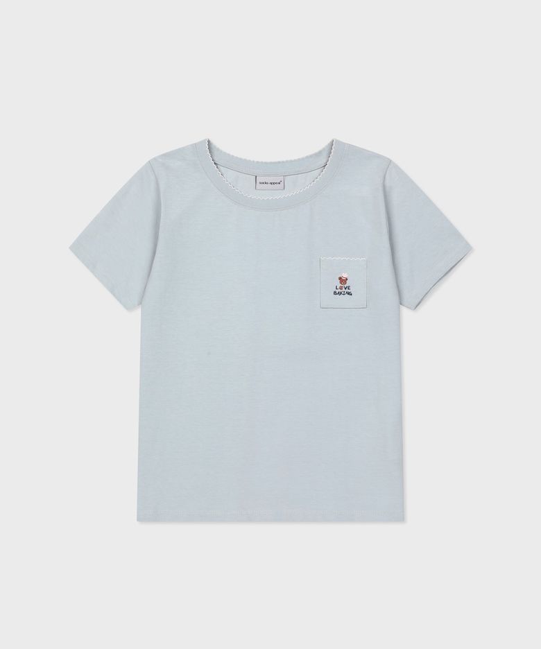 pocket t shirt love baking bear blue