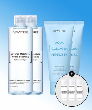 [패밀리대용량] 아쿠아 콜라겐 펩타이드 토너 300ml 2개 + 크림 80ml 2개 (토너 9ml*3 증정)