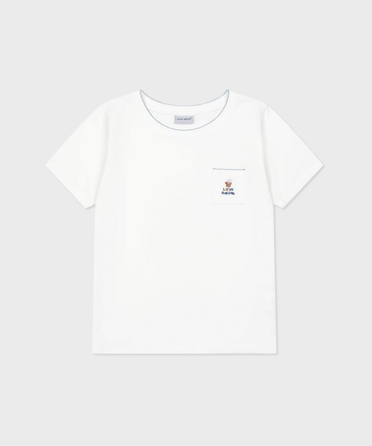 삭스어필(SOCKS APPEAL) pocket t shirt love baking bear white