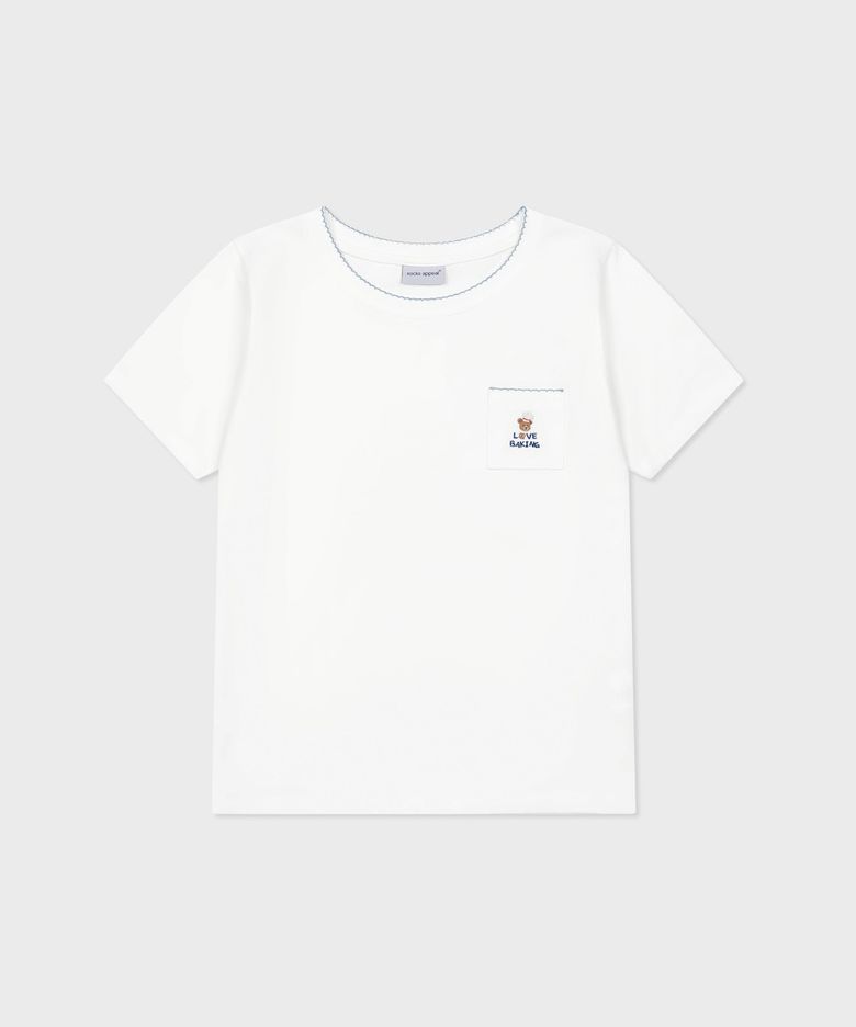 pocket t shirt love baking bear white