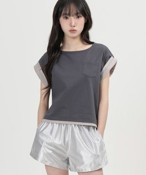 W 레이어드 크롭 티셔츠 (CHARCOAL)