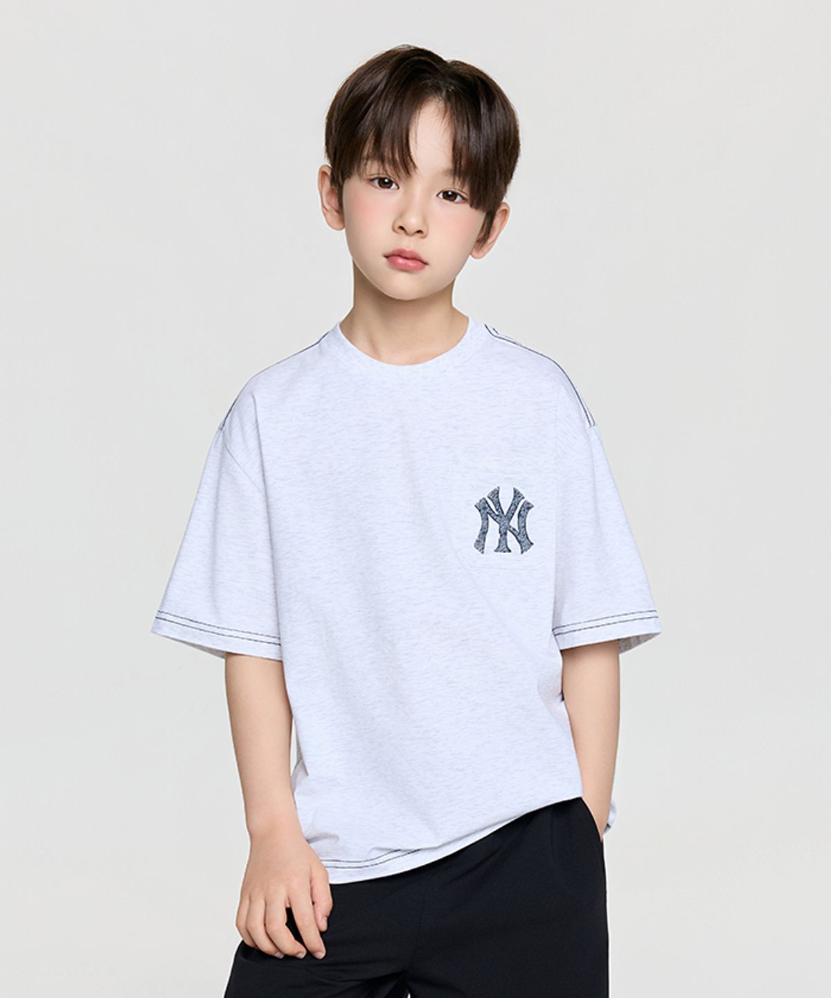 엠엘비 키즈(MLB KIDS) 스트릿 모노그램 빅럭스 티셔츠 NY (L.Melange Grey)