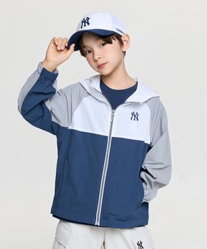 아웃도어 컬러블럭 홑겹 바람막이 NY (Navy)