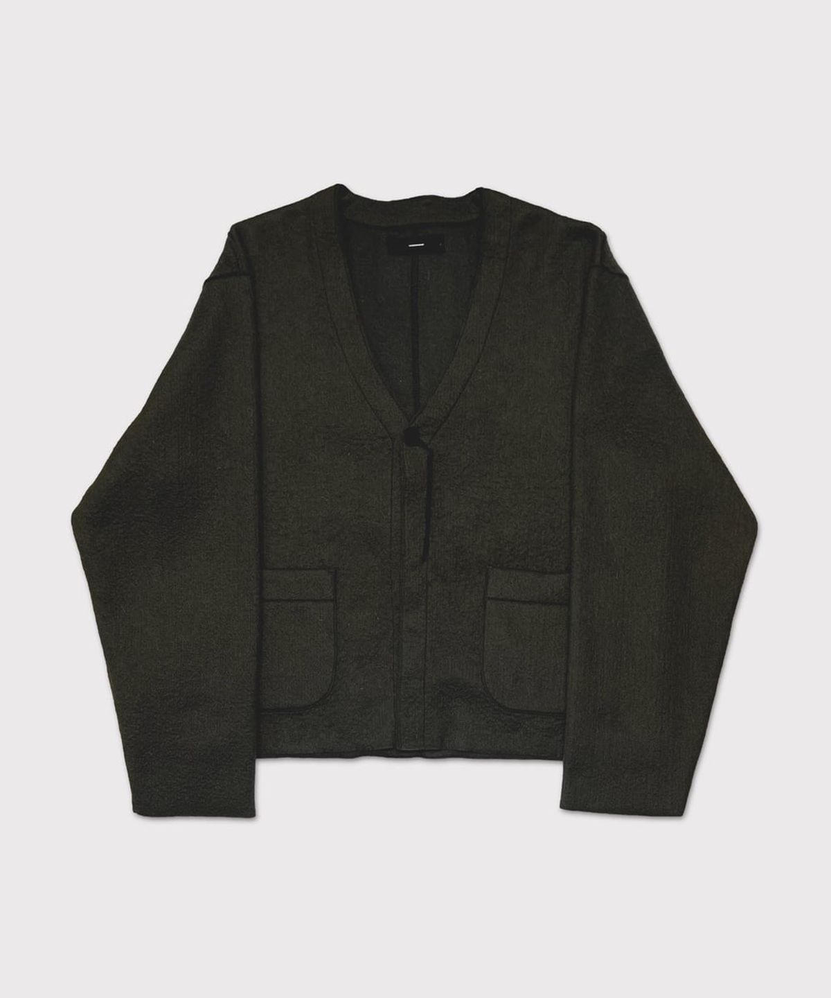 마이너스(MINUS) Cut Off 1B Cardigan(NEEDLE SHAGGY MOHAIR) - OLIVE