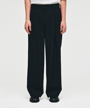 [컬렉션] 플리츠 와이드 팬츠 블랙 BI3PT303BK