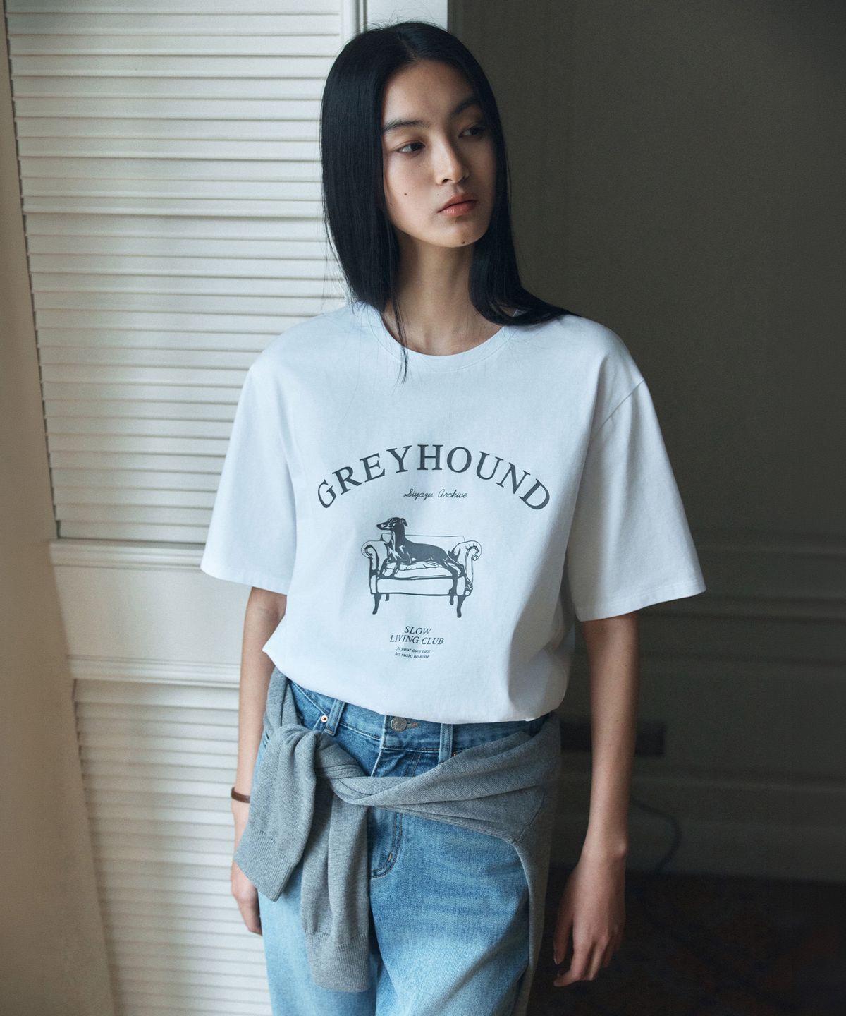 시야쥬(SIYAZU) SITP5264 그레이하운드 반팔 티셔츠_White