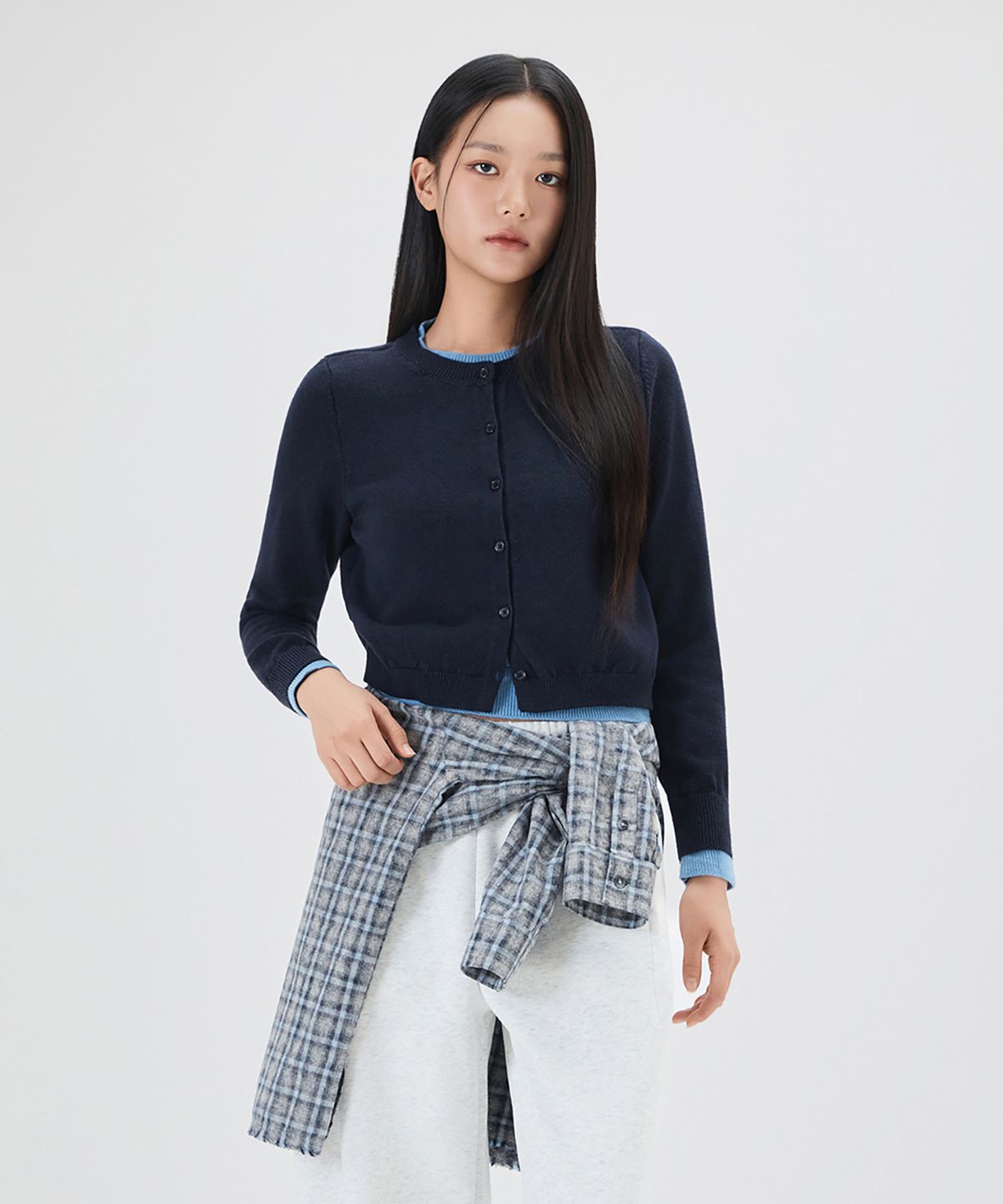미쏘(MIXXO) 배색 레이어드 버튼 풀오버 RE KAG121T_MIWKAG37QT