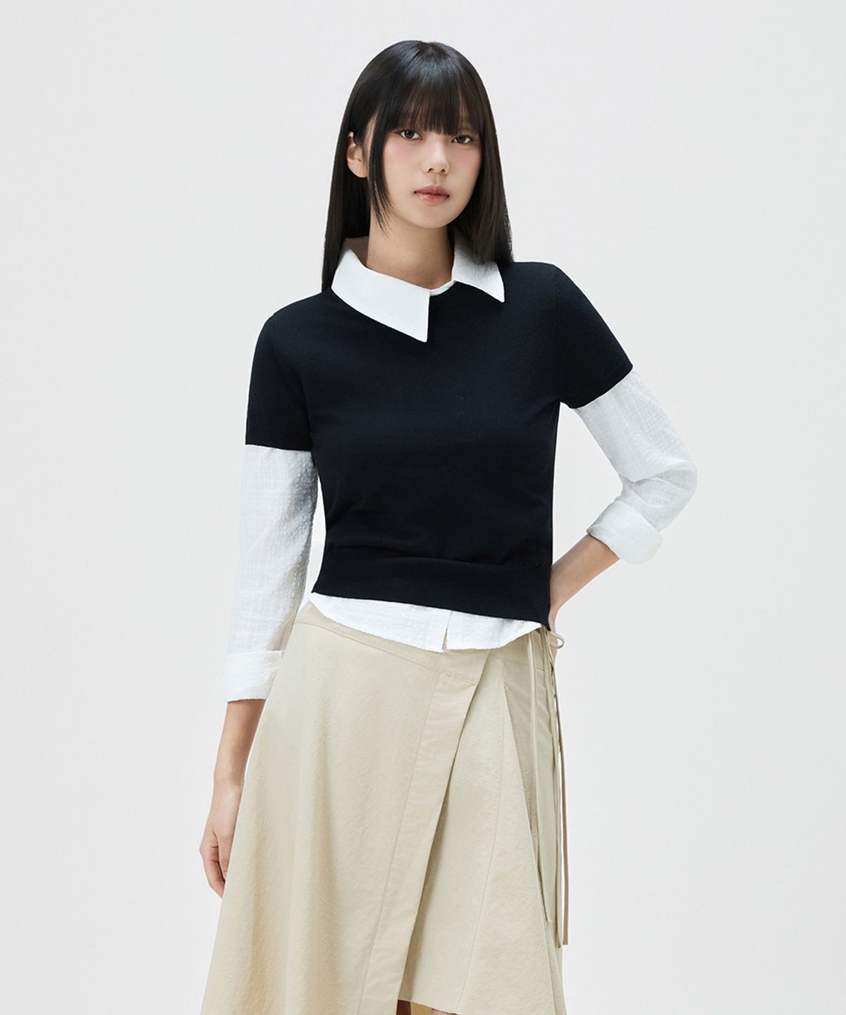 미쏘(MIXXO) [에센셜] 라운드넥 반팔 풀오버_MIWKAG410T