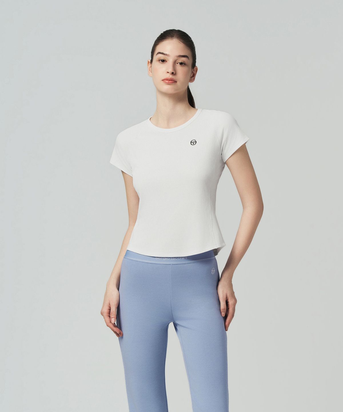 세르지오 타키니(SERGIO TACCHINI) W 립 슬림핏 반팔 티셔츠 (White)