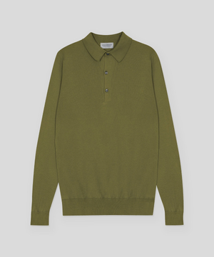 BRADWELL Sea Island Cotton Long Sleeves Polo Shirt Seasonal 11 Colors