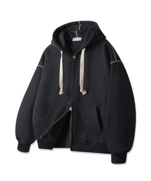 클래식 투웨이 버튼 무지 후드 집업 BK7975_차콜