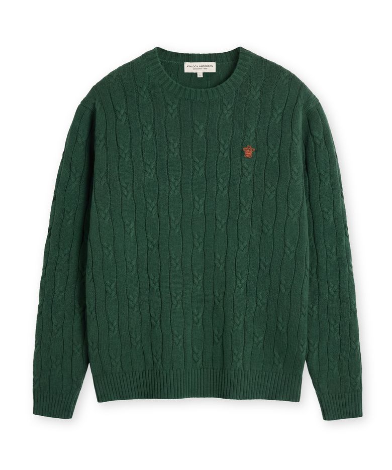 High-Twist Cotton Cable Knit (D/GREEN)