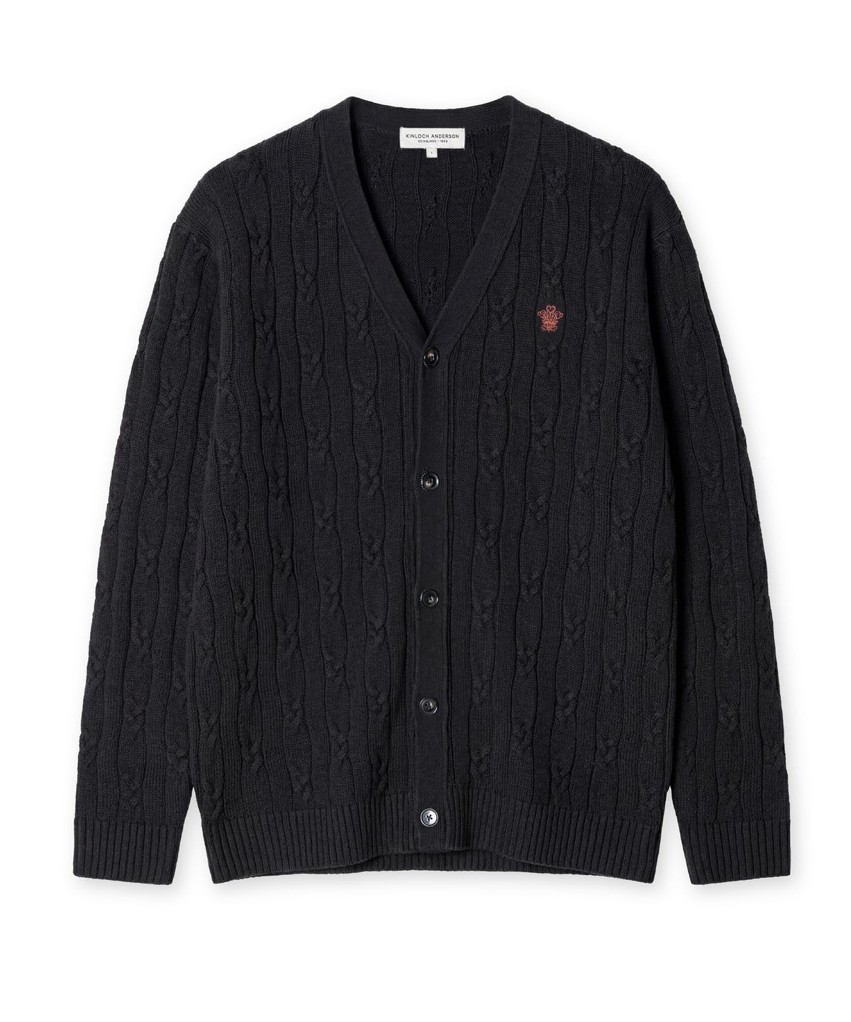 에든버러클럽(EDINBURGH CLUB) High-Twist Cotton Cable Cardigan (BLACK)