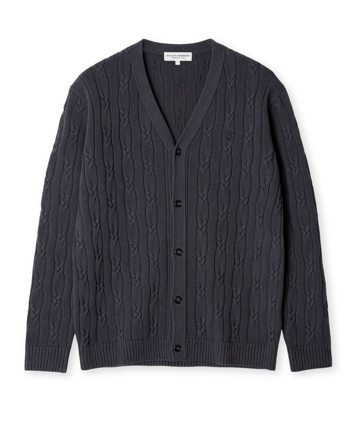 에든버러클럽(EDINBURGH CLUB) High-Twist Cotton Cable Cardigan (GREY)