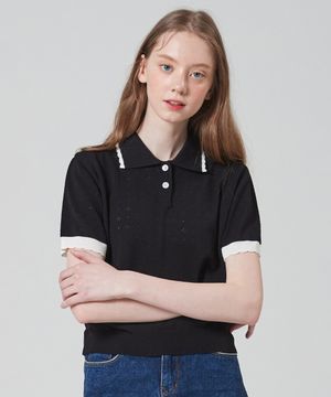 PUNCHING COLLAR KNIT_BLACK