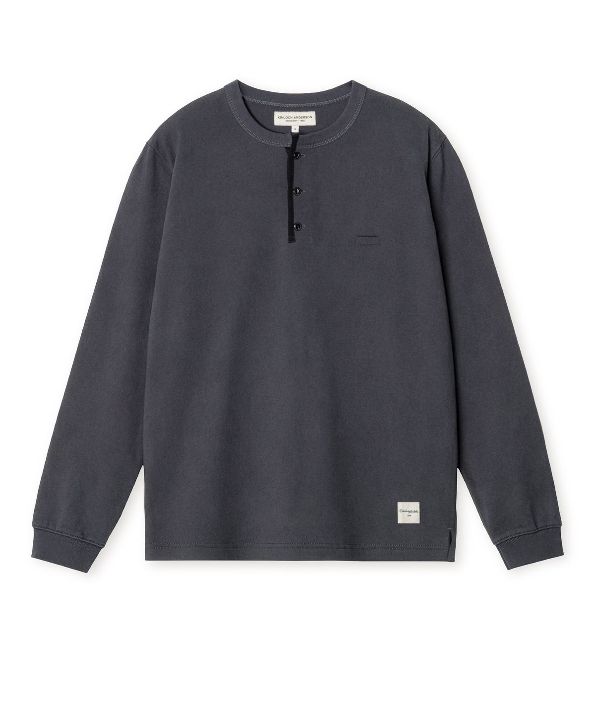 에든버러클럽(EDINBURGH CLUB) HENLEY NECK LONG SLEEVE T-SHIRT (CHARCOAL)