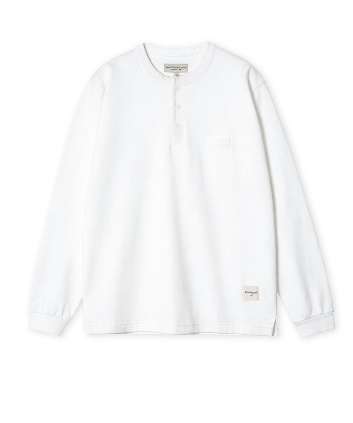 에든버러클럽(EDINBURGH CLUB) HENLEY NECK LONG SLEEVE T-SHIRT (WHITE)