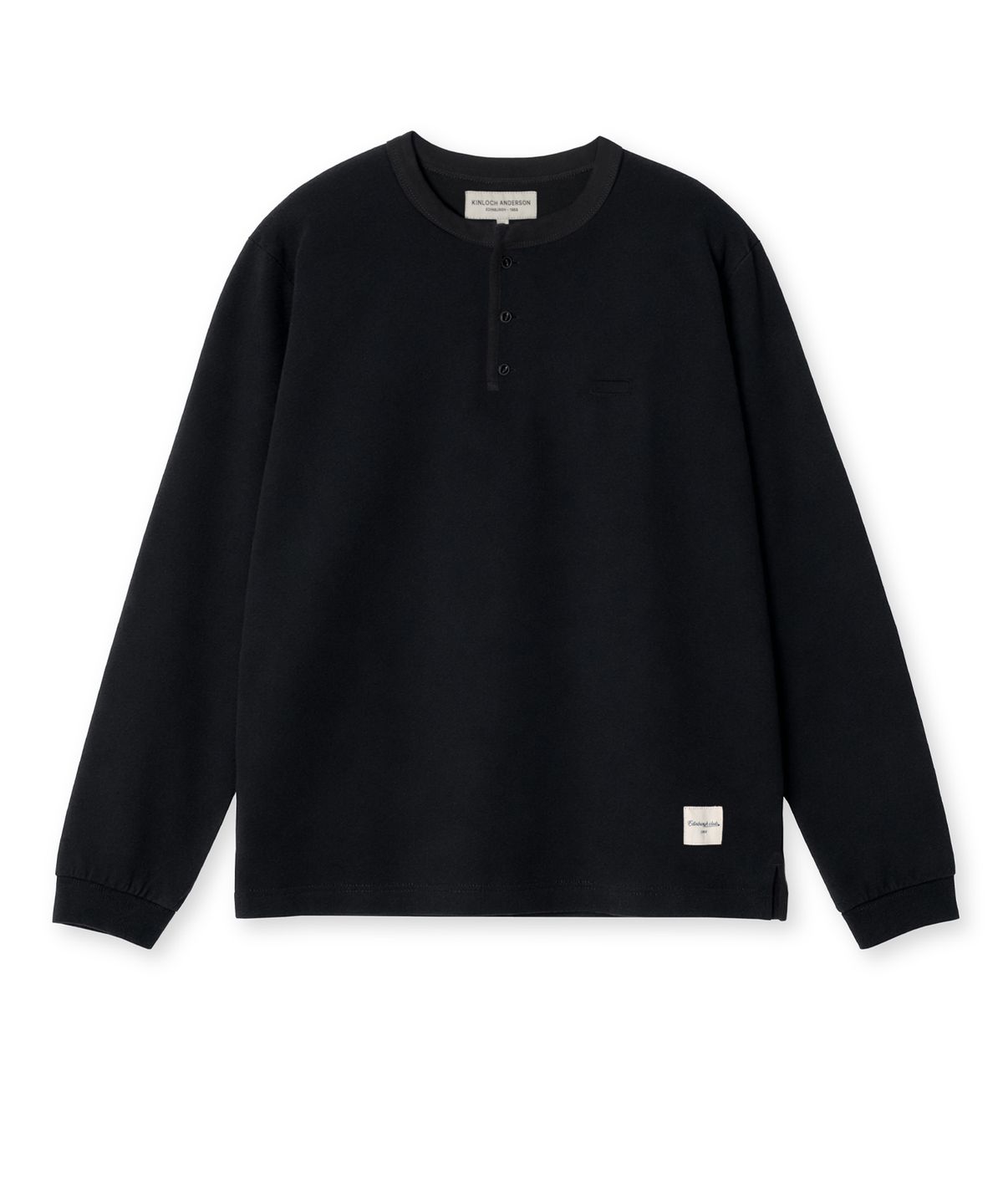 에든버러클럽(EDINBURGH CLUB) HENLEY NECK LONG SLEEVE T-SHIRT (BLACK)