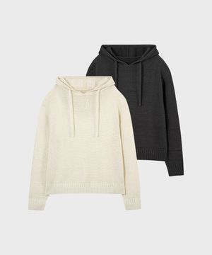 코튼 니트 후디 2colors