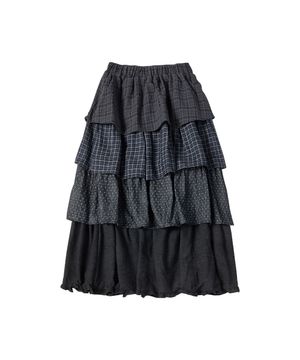 W SOFT CHECK SKIRT [NAVY]
