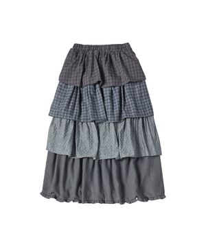 W SOFT CHECK SKIRT [DEEP GRAY]