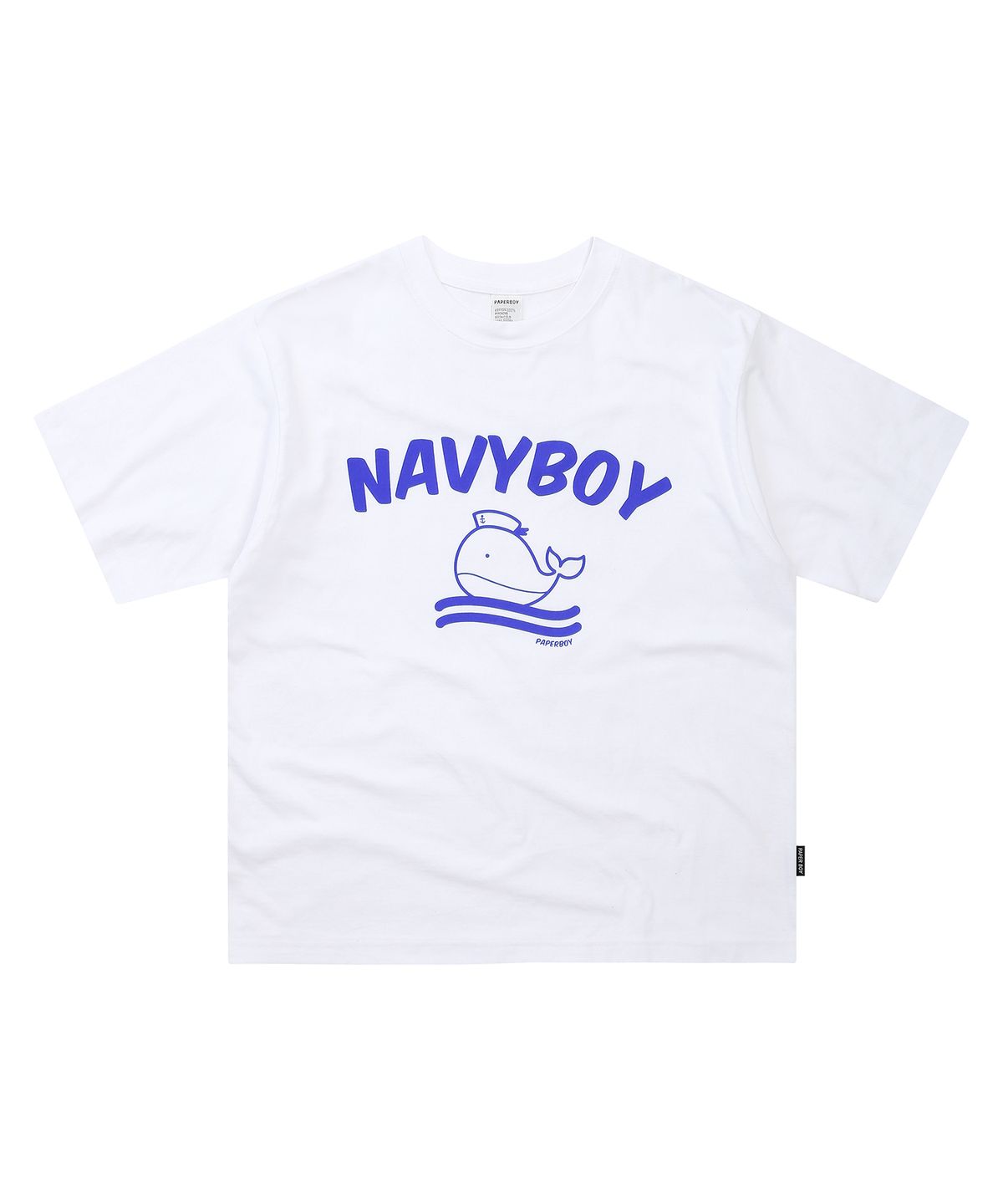 페이퍼보이(PAPERBOY) 네이비보이 반팔티셔츠-화이트