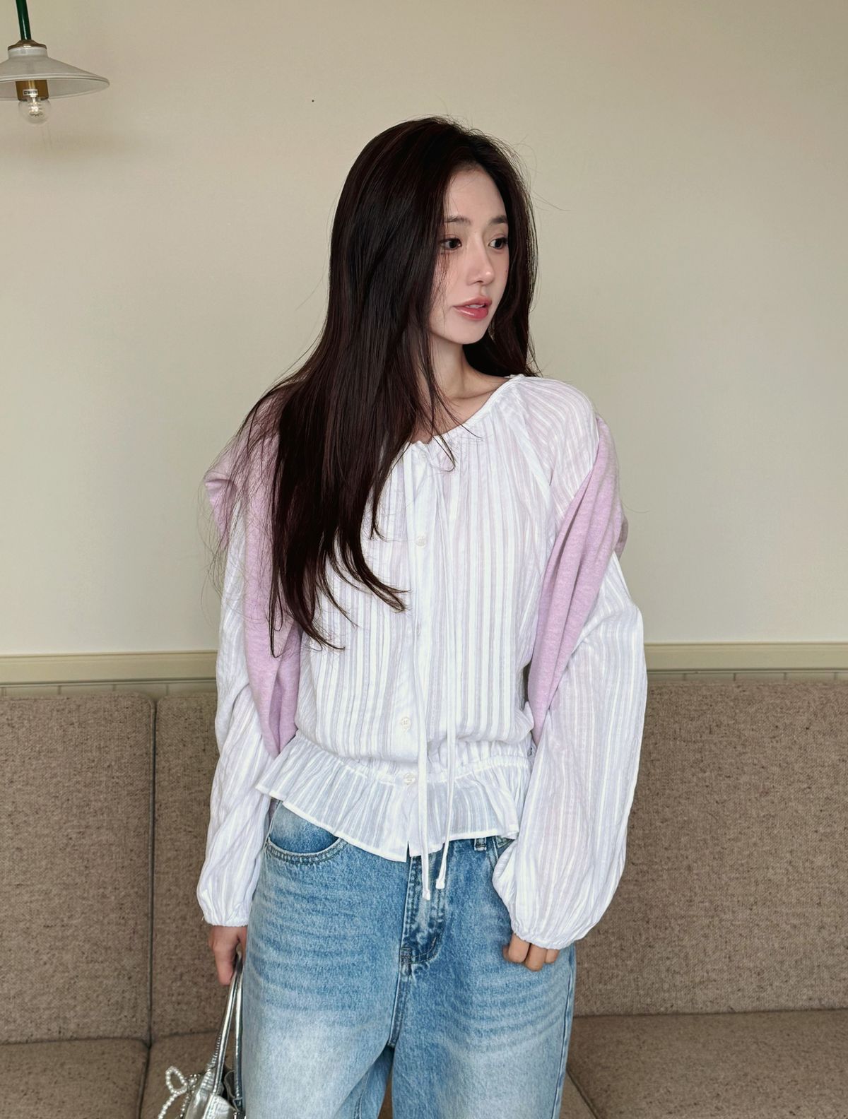 에브레(EBRE) 핀턱퍼프BL 아이보리