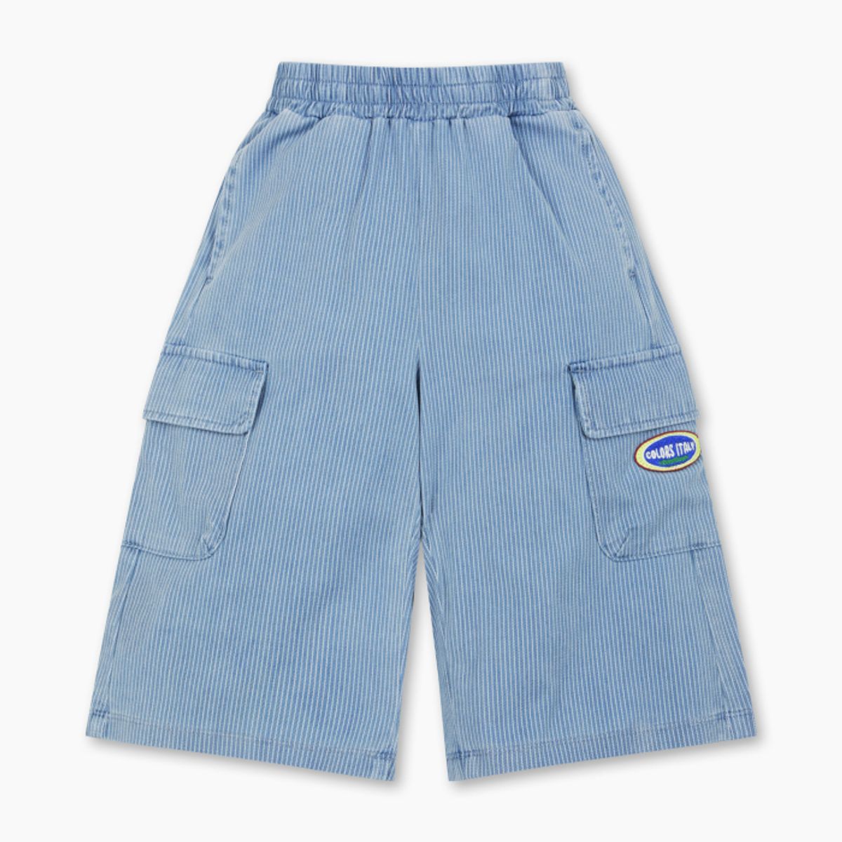 베네통키즈(BENETTONKIDS) 데님 다이마루 카고 팬츠_QATP04611BL