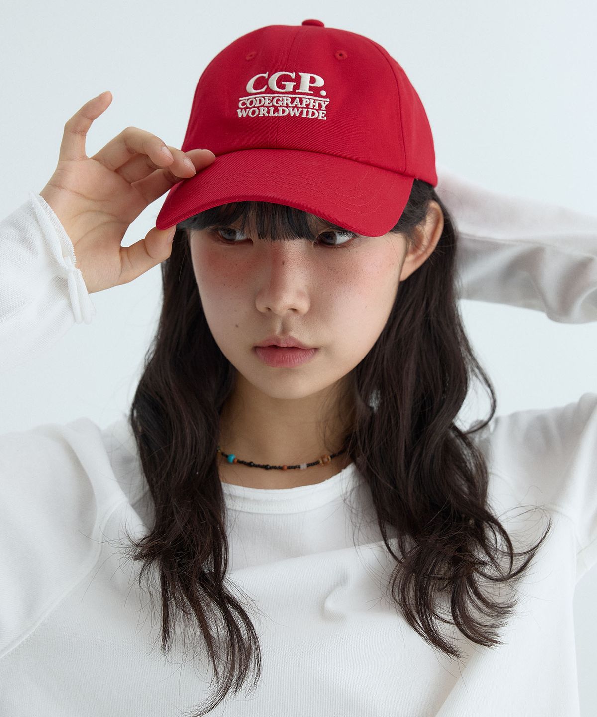 코드그라피(CGP) 스퀘어 로고 볼캡-레드