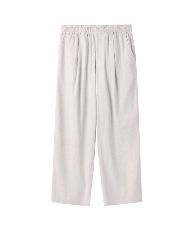 LINEN BLENDED BANDING TROUSERS - OATMEAL (P262MPT137)