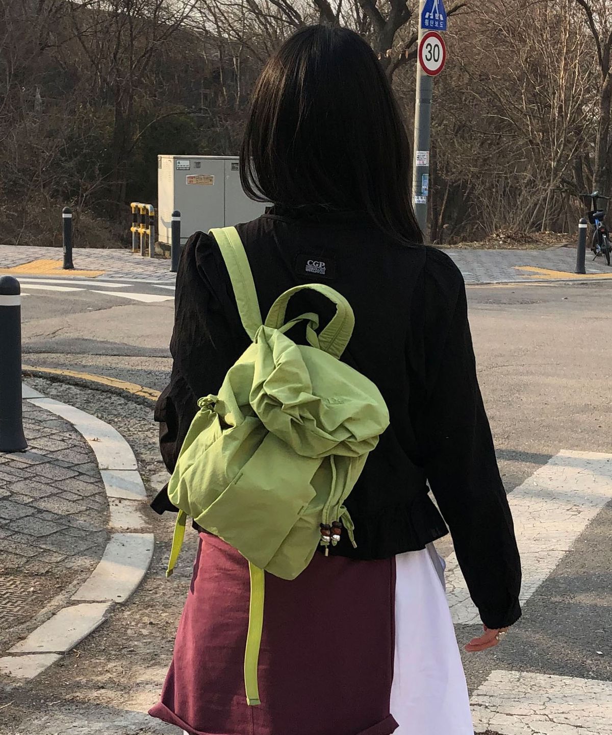 코드그라피(CGP) 나일론 미니 백팩-라임