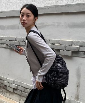 스퀘어 로고 미니 패턴 백팩-블랙