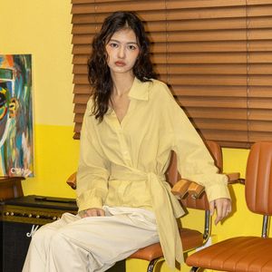 DD_Waist tie wrap shirt_YELLOW