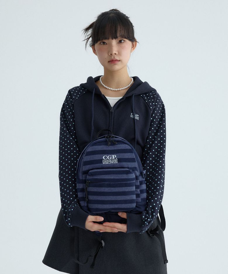 스퀘어 로고 미니 패턴 백팩-다크 네이비