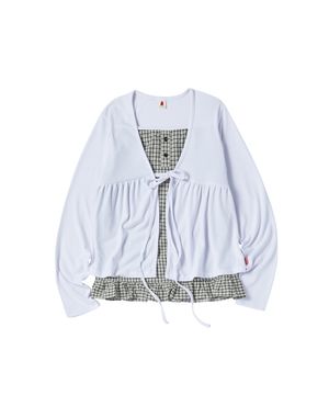 W CHECK CARDIGAN [WHITE]