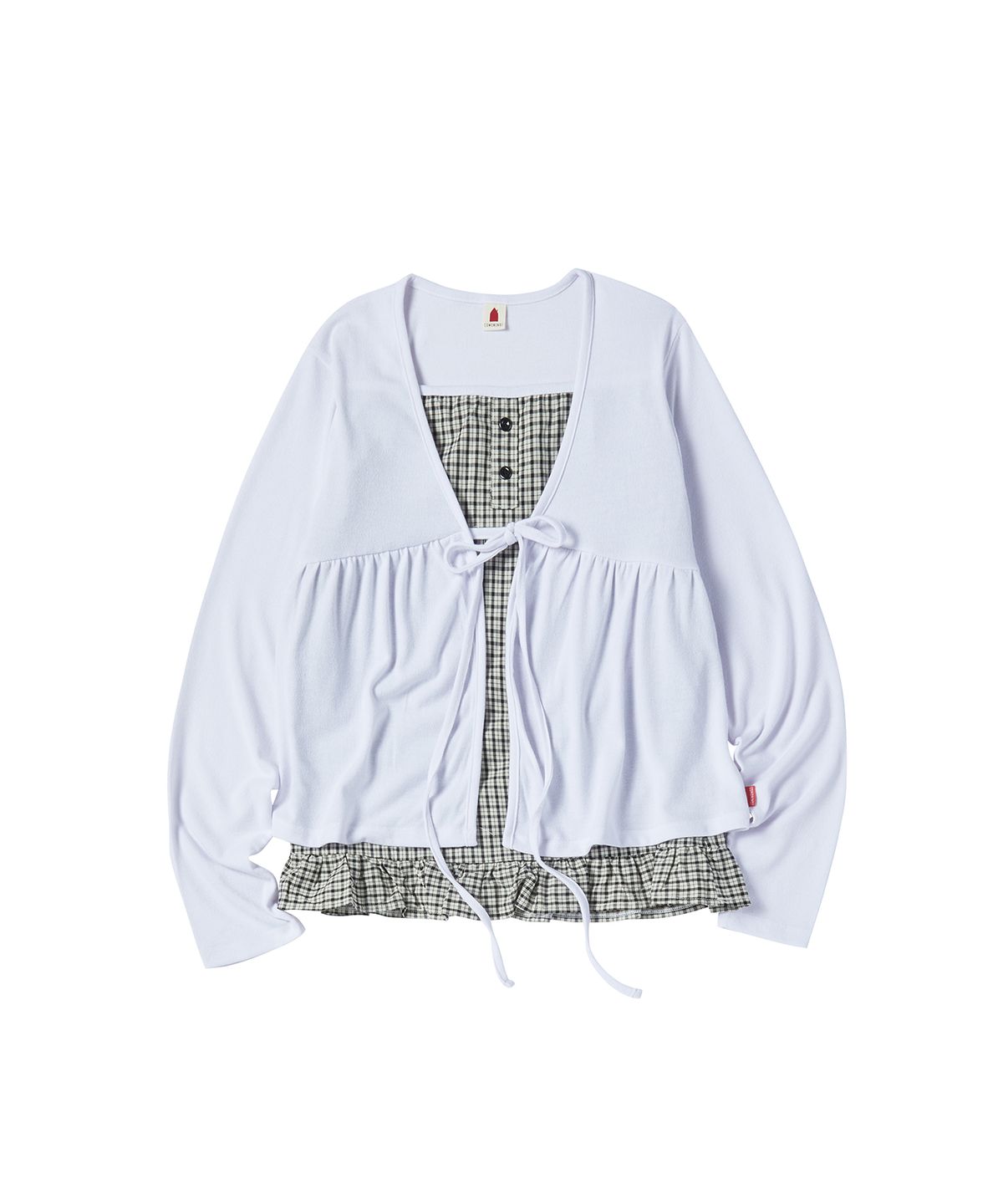꼬모니노즈(COMONINOZ) W CHECK CARDIGAN [WHITE]