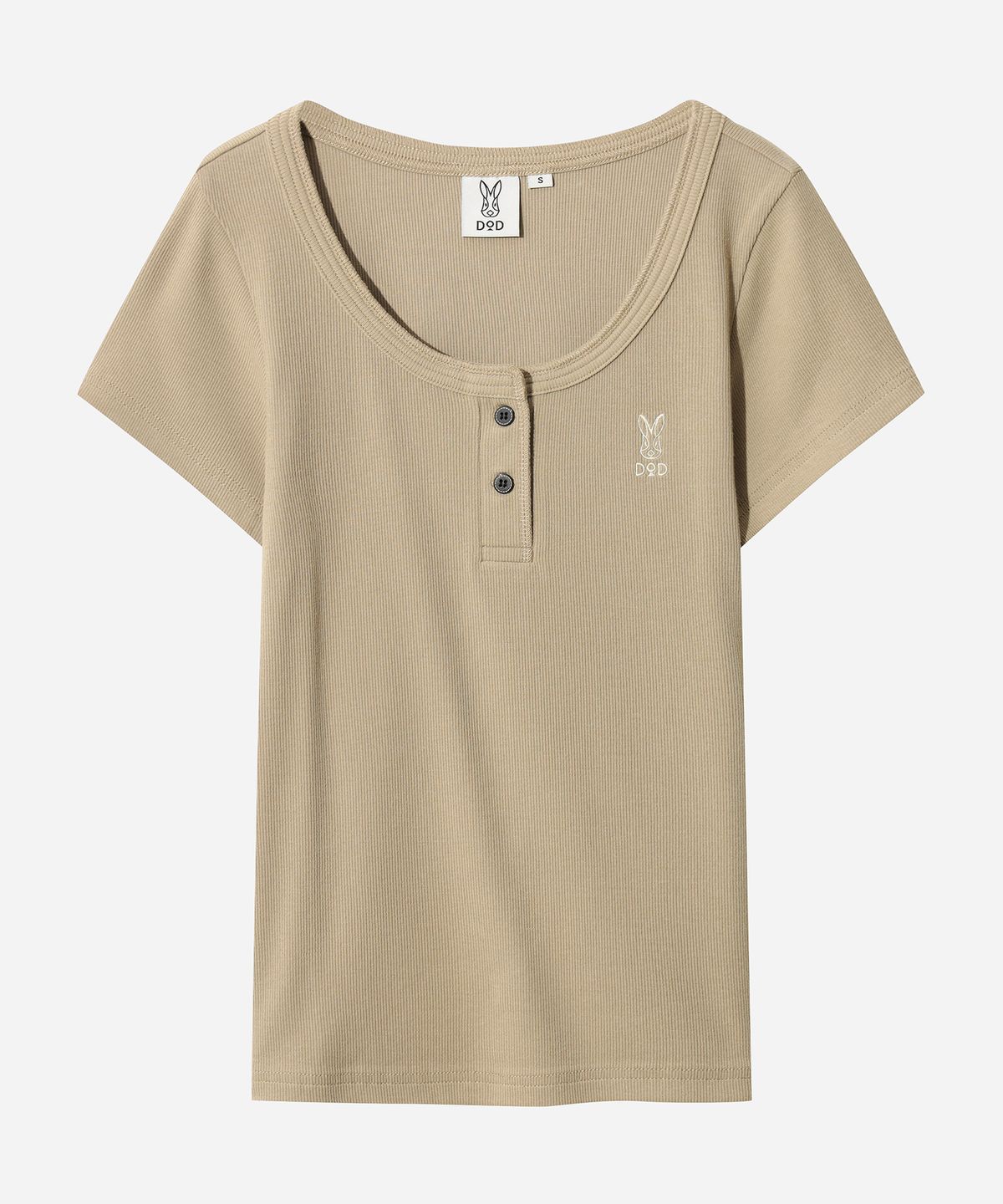 디오디(DOD) 여성) 골지 반팔 티셔츠(BROWN)