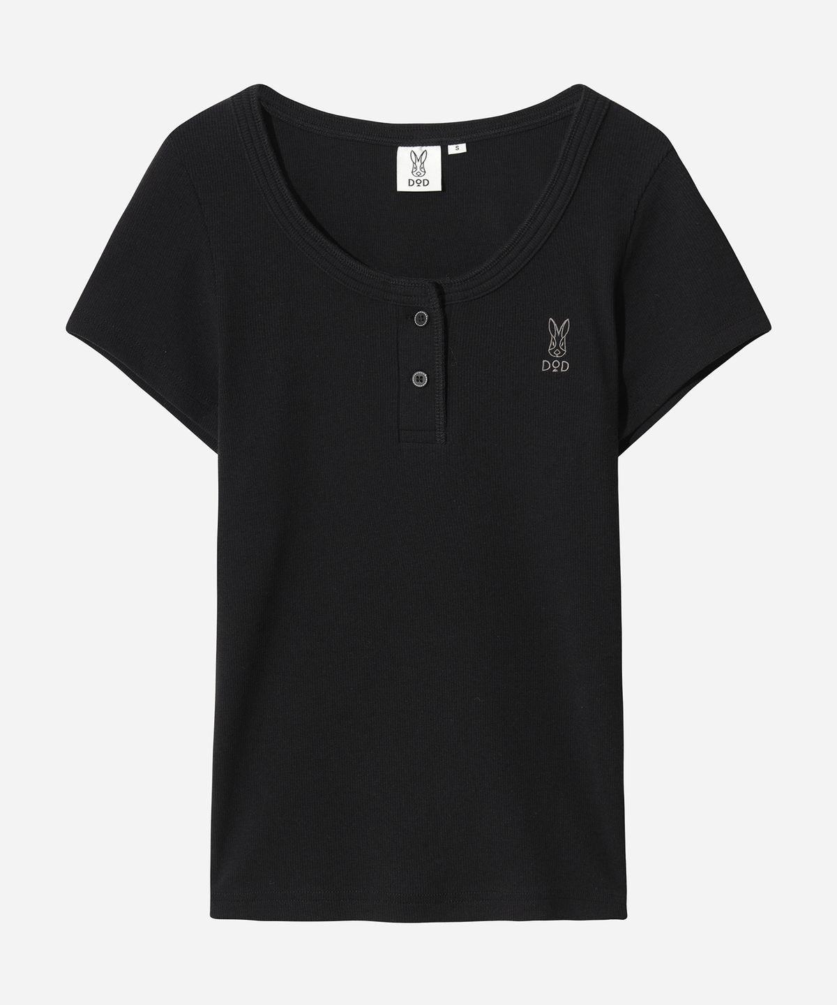디오디(DOD) 여성) 골지 반팔 티셔츠(BLACK)